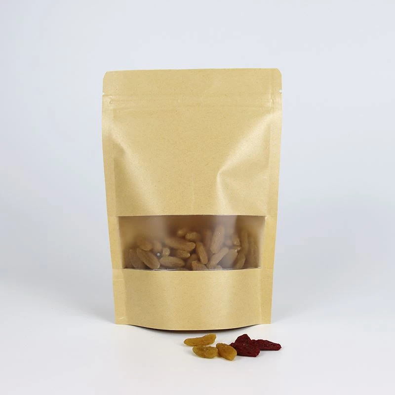 Self-supporting kraft paper bag waterproof and oil-proof sealing self-supporting window zipper bag Self-supporting kraft paper bag waterproof and oil-proof sealing self-supporting window zipper bag